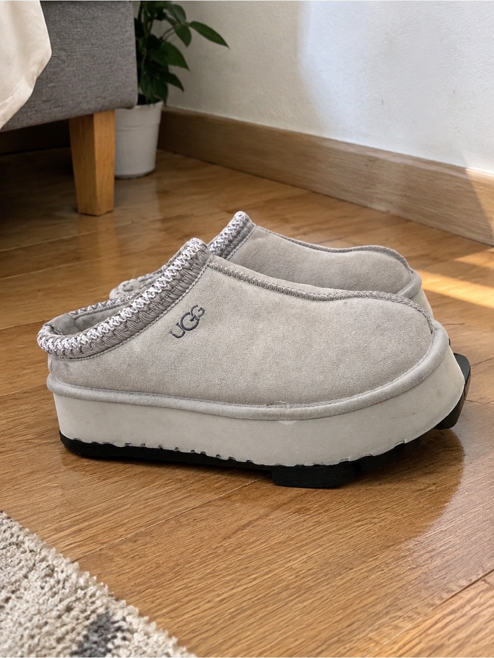 UGG Women's Light Gray Platform Clog Mules